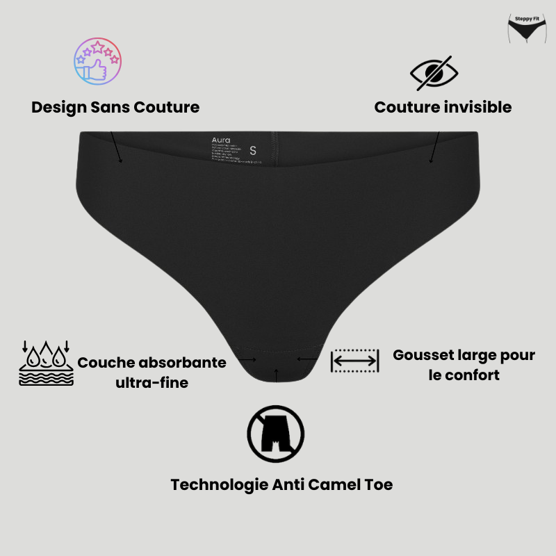 Tanga No Camel Toe noir – effet invisible et zéro marque x3